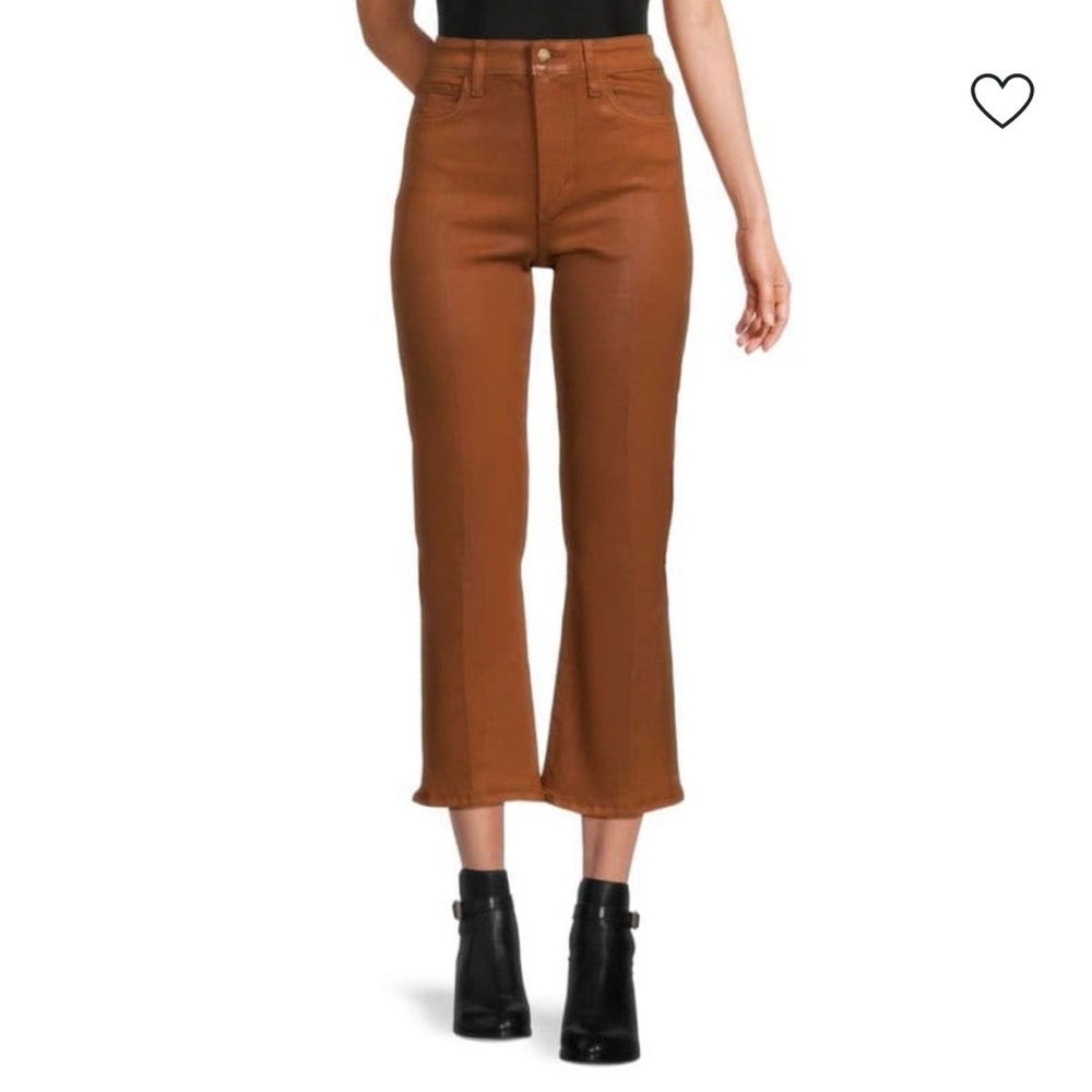 Joe's Jeans High Rise Boot Cut Cropped Leather Brown Jeans Size 29